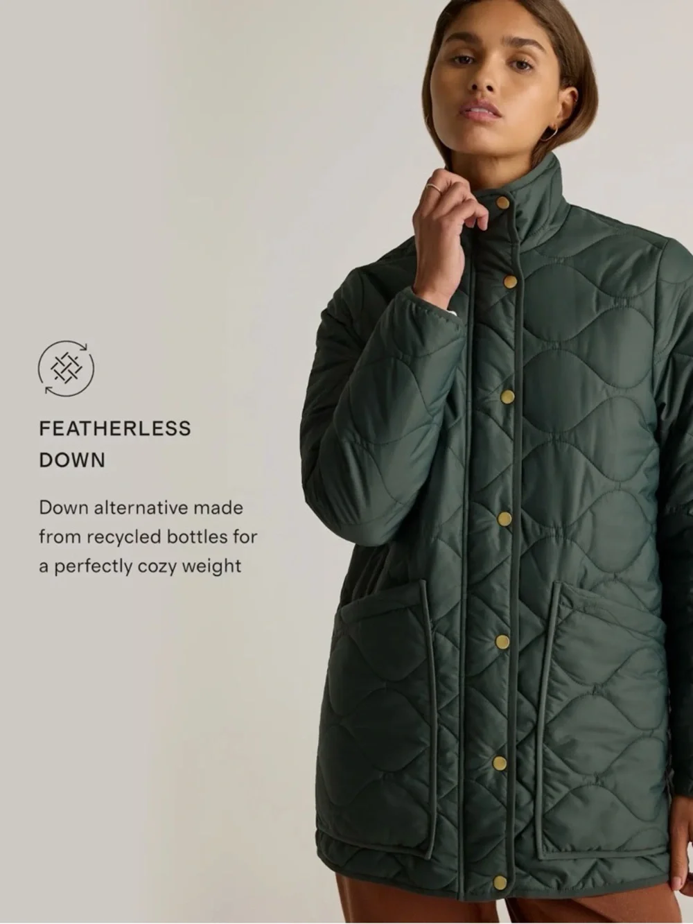 Quince Quilted Dark Green Puffer Jacket - Picture 4 of 8